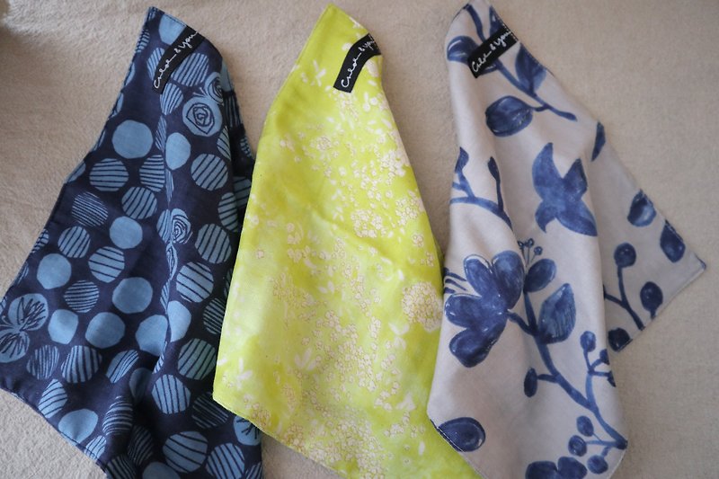 Double yarn handkerchief (flower yellow has been sold) - Handkerchiefs & Pocket Squares - Cotton & Hemp 