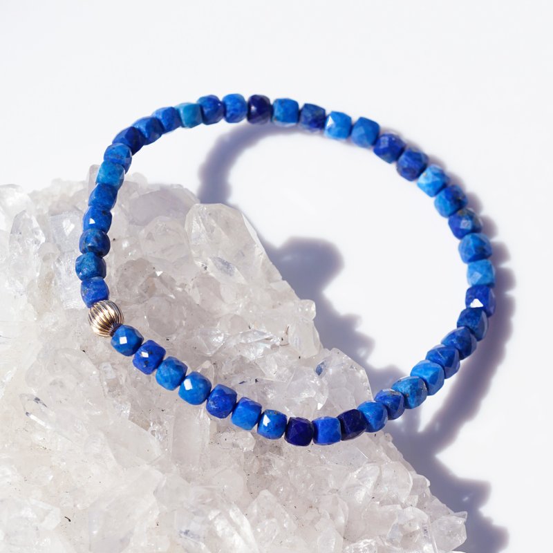 Lapis lazuli single strand bracelet 3.5mm lapis lazuli blue - Bracelets - Gemstone Blue