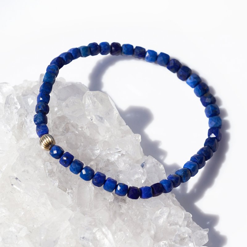 Lapis Lazuli Single Strand Bracelet 4mm Ultramarine - Bracelets - Gemstone Blue