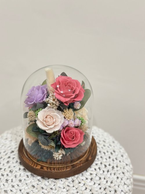 Miau Flowers 喵喵花室 花團錦簇永生花玻璃罩 情人節禮物 母親節禮物 畢業禮物 新居禮物