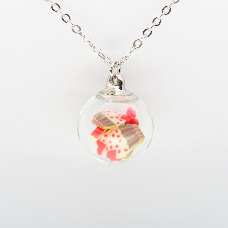 「OMYWAY」Handmade Cake Necklace - Glass Globe Necklace 1.4cm - สร้อยติดคอ - แก้ว ขาว