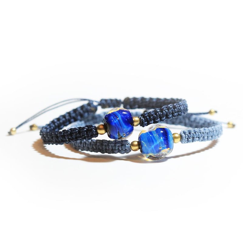 Arctic Ocean Macrame Couple Bracelet - Bracelets - Glass Blue