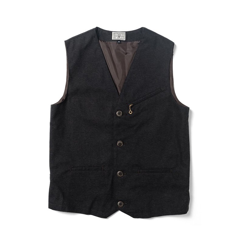 Mr. Swallow Vest-Dark Brown - เสื้อกั๊กผู้ชาย - ผ้าฝ้าย/ผ้าลินิน 