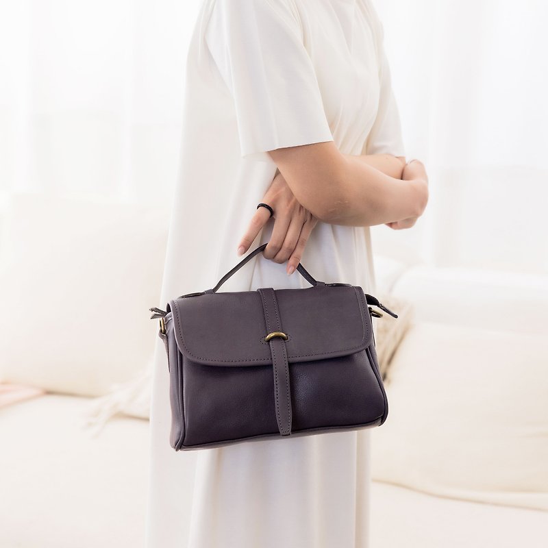 minimalist square messenger bag - Messenger Bags & Sling Bags - Genuine Leather Gray