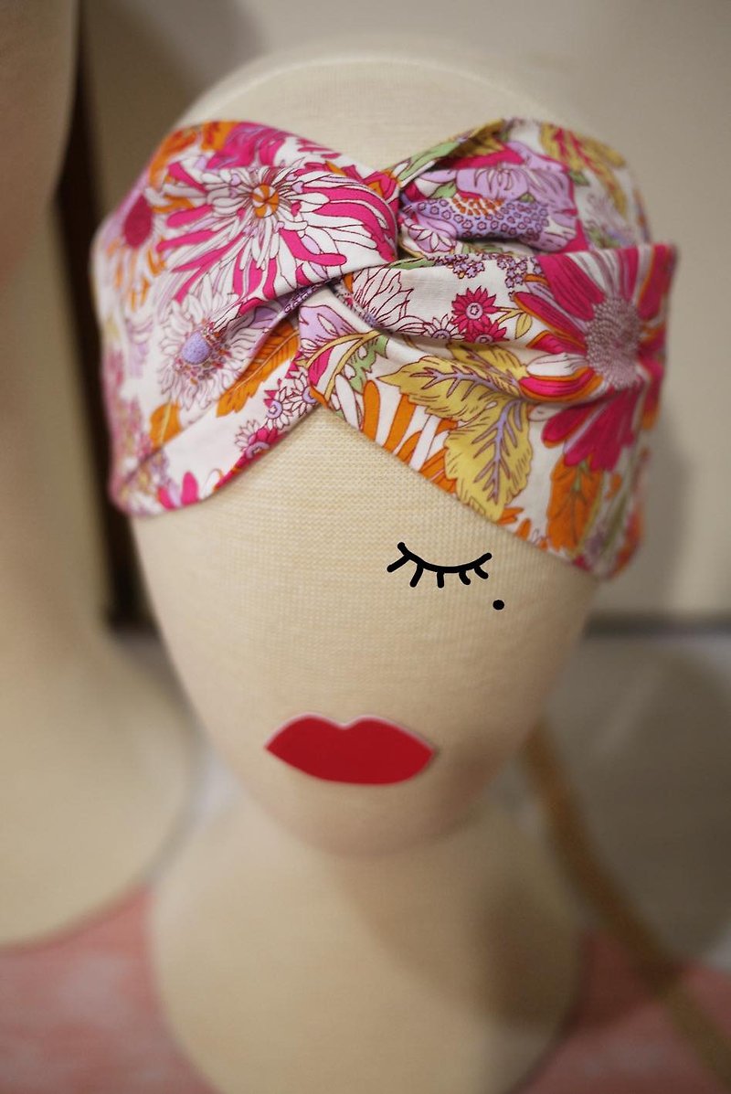 【Small Rags Series】Retro Wide Hairband - Hair Accessories - Cotton & Hemp Red