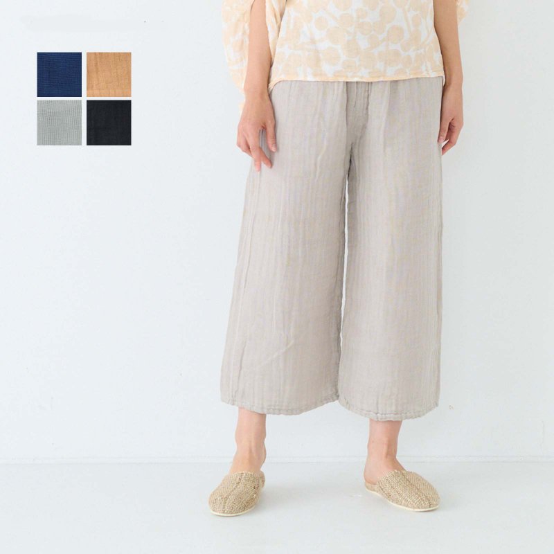 BAN INOUE Natural style Mosquito net Pants - กางเกงขายาว - ผ้าฝ้าย/ผ้าลินิน สีเทา