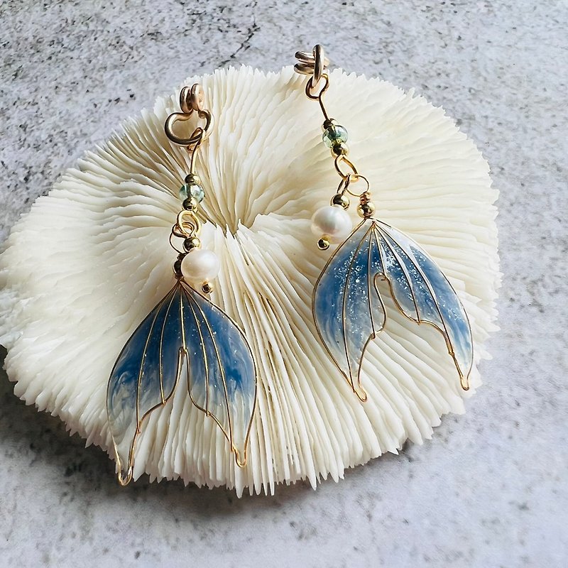 Mrs. Bark's Mermaid Tail Earrings - Earrings & Clip-ons - Resin Blue