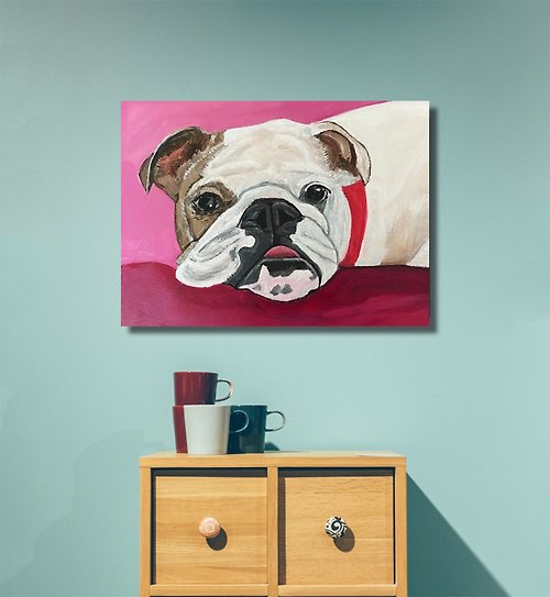 ArtGil Bulldog Wall Art, Orignal Painting, Dog Painting, Pet Wall Decor