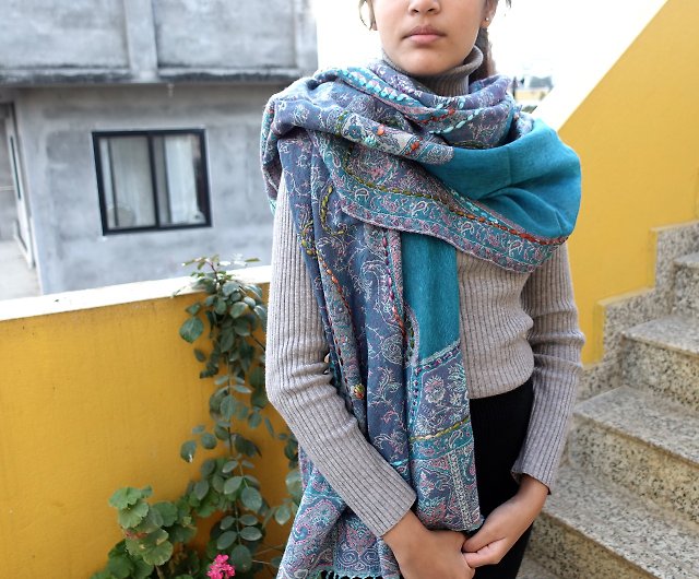 新品 KASHMIR カシミール刺繍ストール インド製 和装 和服 豪華刺繍の+