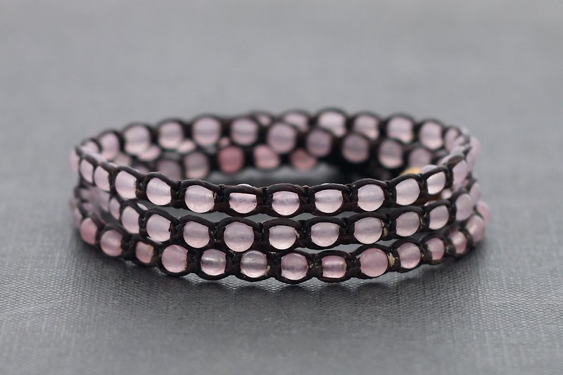 Rose Quartz Bead Wrap Bracelets Pink Triple Wrap Anklets - สร้อยข้อมือ - หิน สึชมพู