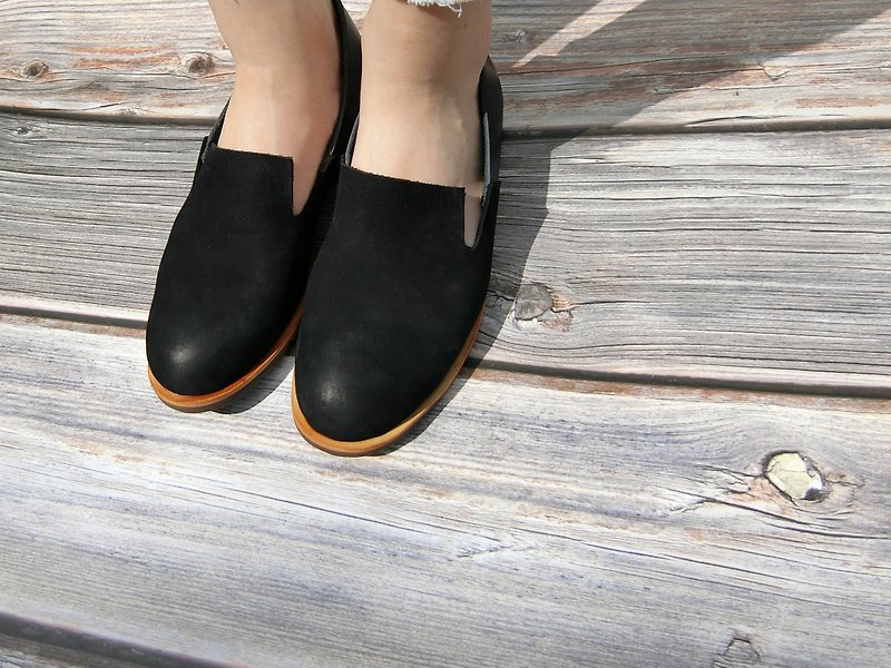 Colorblock leather loafers||Miss Cindy addicted bitter sweet chocolate to sweets|| #8100 - Women's Oxford Shoes - Genuine Leather Black