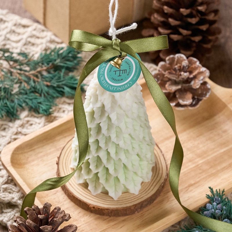 [Snowy Christmas Tree] Candles/Christmas Gifts/Exchange Gifts/Christmas/Gifts - เทียน/เชิงเทียน - ขี้ผึ้ง ขาว