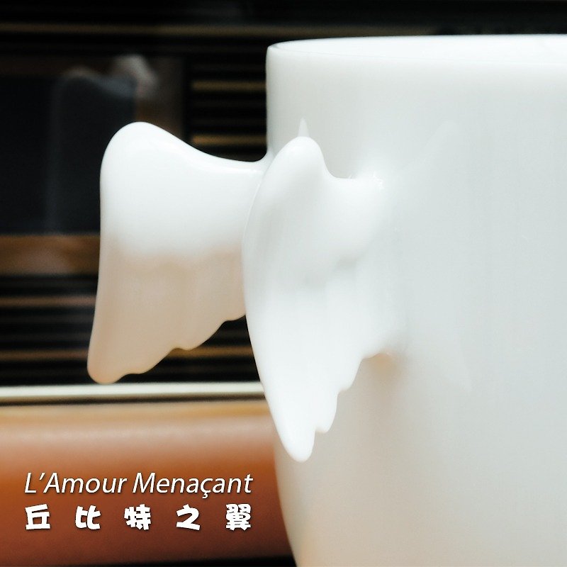 三淺陶社 原創設計小天使情侶咖啡杯 純白 創意手工送朋友生日結婚禮物 - 咖啡杯 - 瓷 