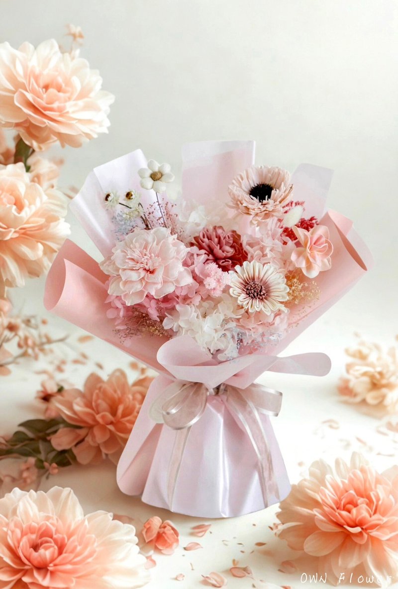 索拉花束/永生花束/乾燥花束/畢業花束/生日花束/情人節花束/女友 - 乾燥花/永生花 - 植物．花 粉紅色