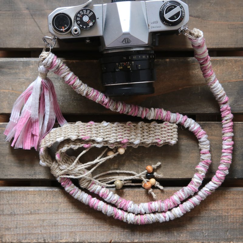 相機帶/Lanyard/テープヤーンの麻紐ヘンプカメラストラップdusty pink/ベルト - 相機背帶 - 棉．麻 粉紅色