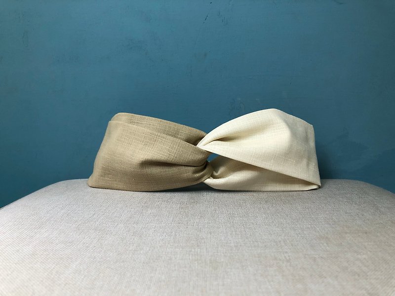 Two-color headband / beige and beige - Headbands - Cotton & Hemp Khaki