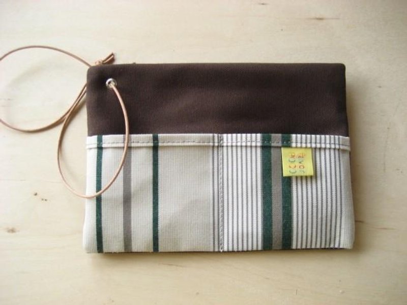 【2ポケ】バッグインバッグNEO　ブラウン×フォレストグリーン - 化妝袋/收納袋 - 其他材質 