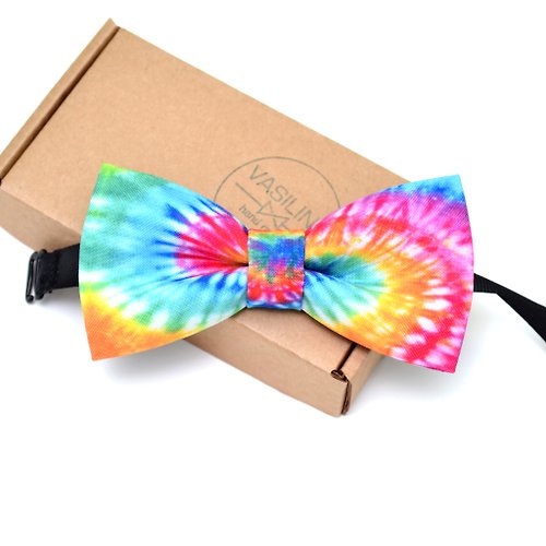 Tie dye colorful bow tie for men, mens bow tie, rainbow bow tie for girls