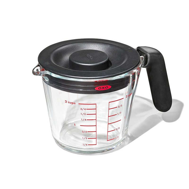 【涼夏備餐】OXO 玻璃附蓋刻度量杯0.5L - 廚具 - 玻璃 白色