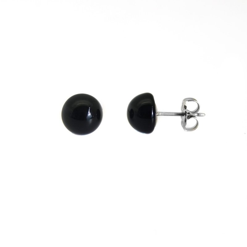 點點繽紛 黑琉璃純鈦耳環一對 五色可選 可混搭 買即贈鈦貼兩粒 - 耳環/耳夾 - 其他金屬 黑色
