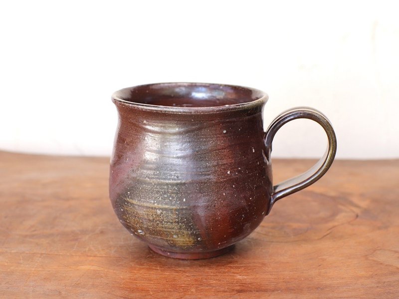 Bizen ware coffee cup (large) potter's wheel/sangiri c7-058 - Mugs - Pottery Brown