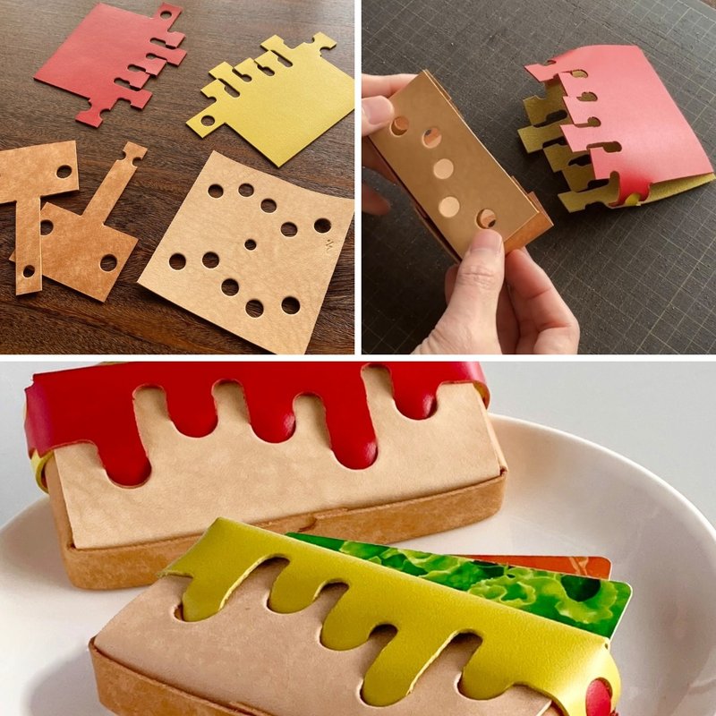 【 #手作りキット 】とろーりサンドな革の名刺入れ | #名刺 #カード #カット済み #縫わない #道具不要 - 名刺入れ・カードケース - 革 多色