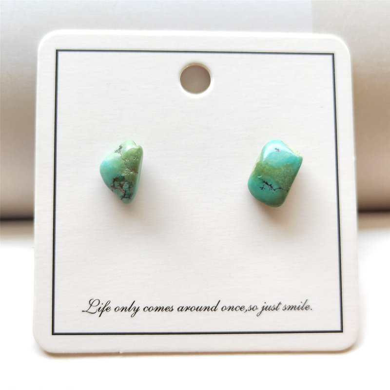 Turquoise Ear Studs Natural Stone Earrings for Women - ต่างหู - วัสดุอื่นๆ 