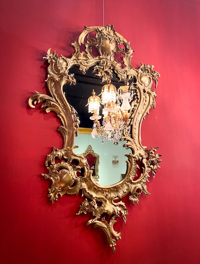 法國古董巴洛克風格銅雕鏡 - 其他家具 - 銅/黃銅 金色