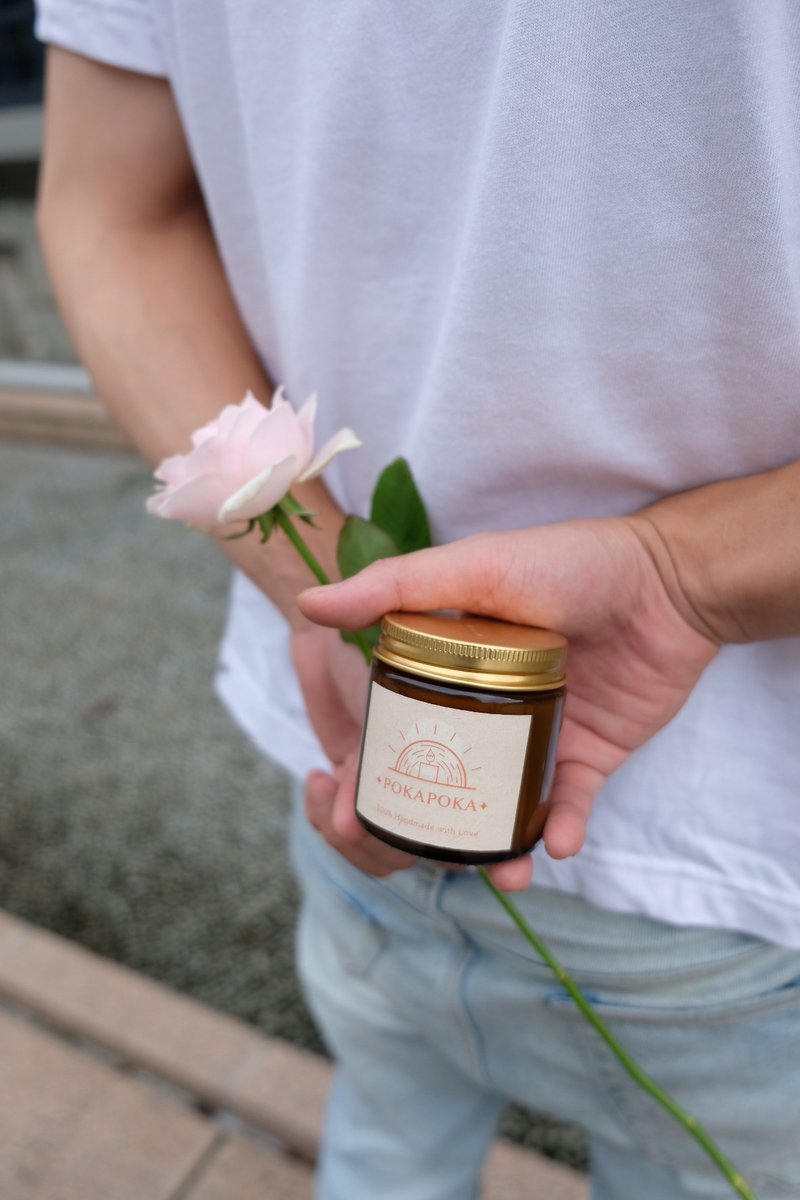 Rose Manman NO.1 Handmade Soybean Fragrance Candle 90g [Anniversary Buy One Get One Free Fabric Spray] - Fragrances - Glass Brown