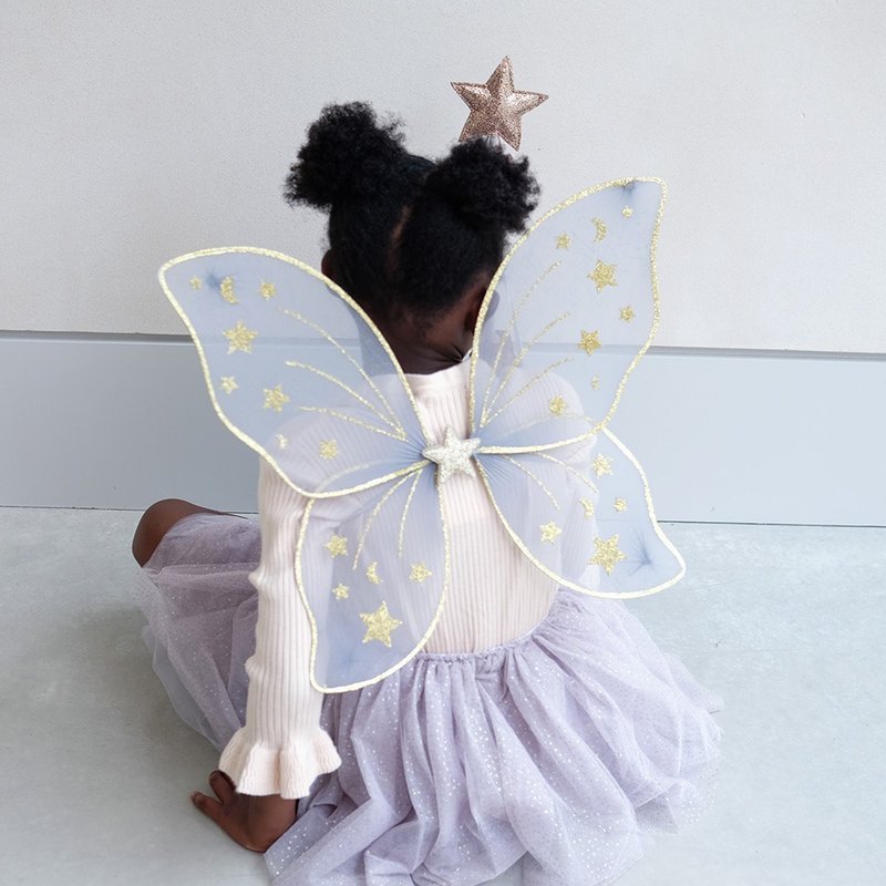 British Mimi & Lula AW23_Dress Up Party-Sparkling Gray Star Butterfly Wings - Baby Accessories - Polyester 