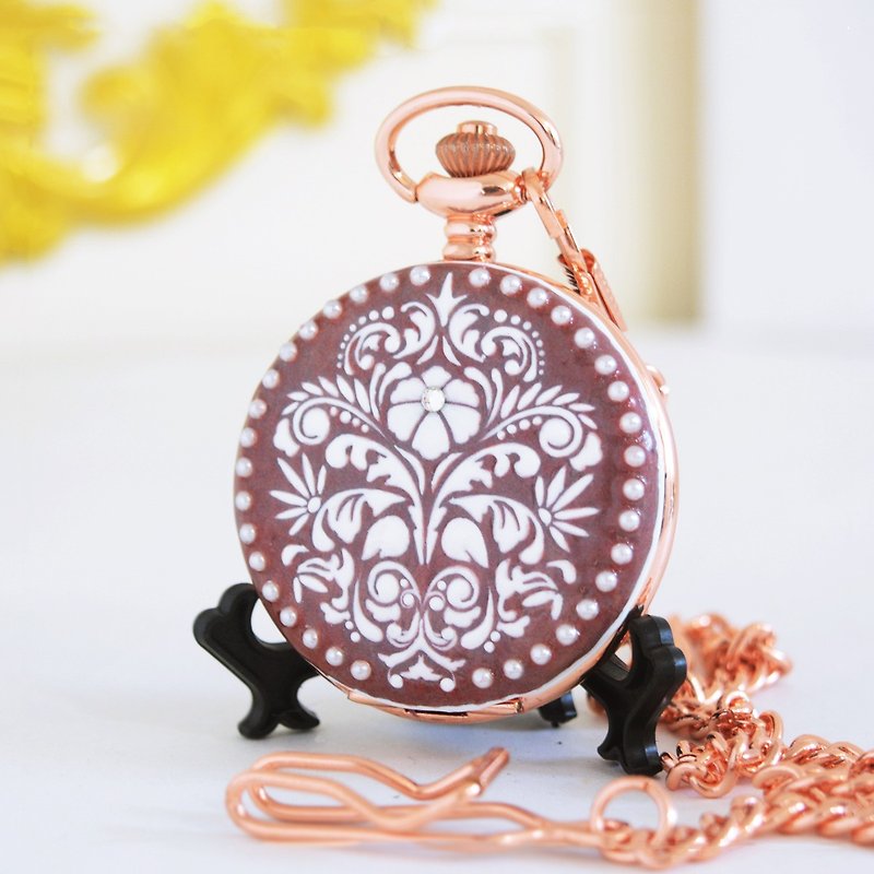 White Lace Pocket Watch-Hand Painted Art Watch Ideal for Gifts