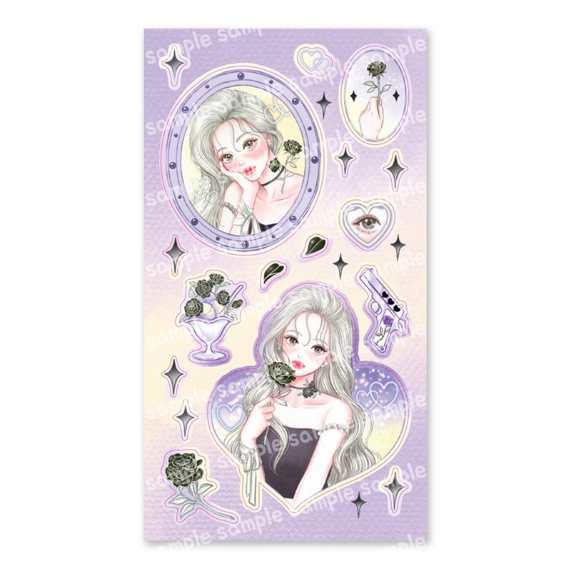 black rose cut sticker - 貼紙 - 紙 