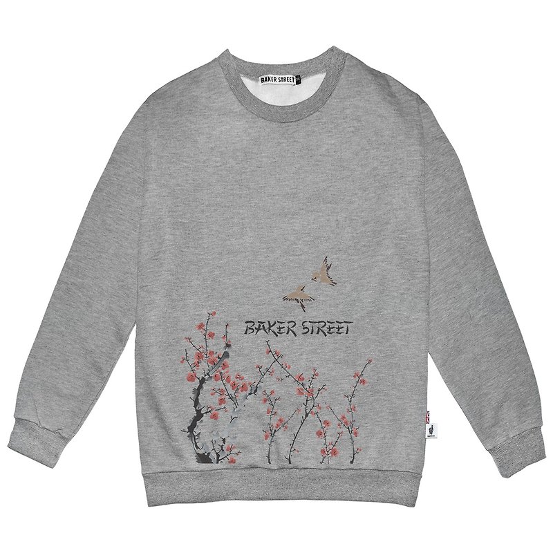 British Fashion Brand -Baker Street- Image of East Printed Sweatshirt - Unisex Hoodies & T-Shirts - Cotton & Hemp Gray