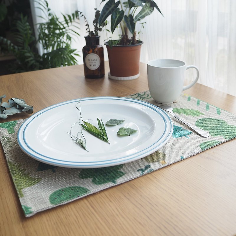 Forest mat / cotton Linen texture / mat / mat rectangular pan / plants / insulation wallpaper - ผ้ารองโต๊ะ/ของตกแต่ง - ผ้าฝ้าย/ผ้าลินิน สีเขียว