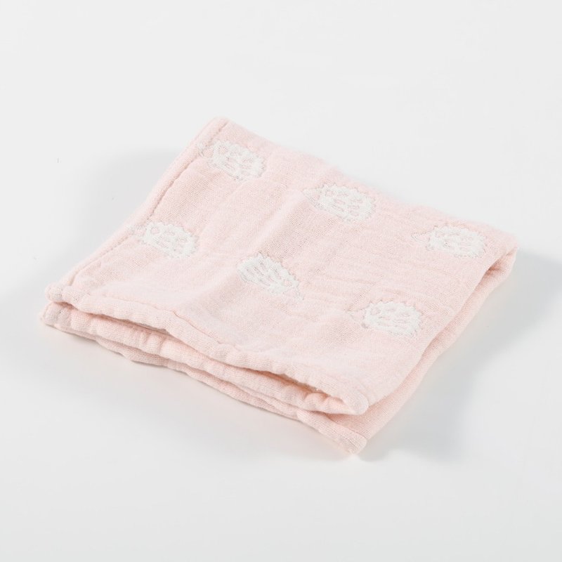 日本製今治澎澎紗－四重紗方巾(溫柔的刺蝟-粉) - 毛巾浴巾 - 棉．麻 
