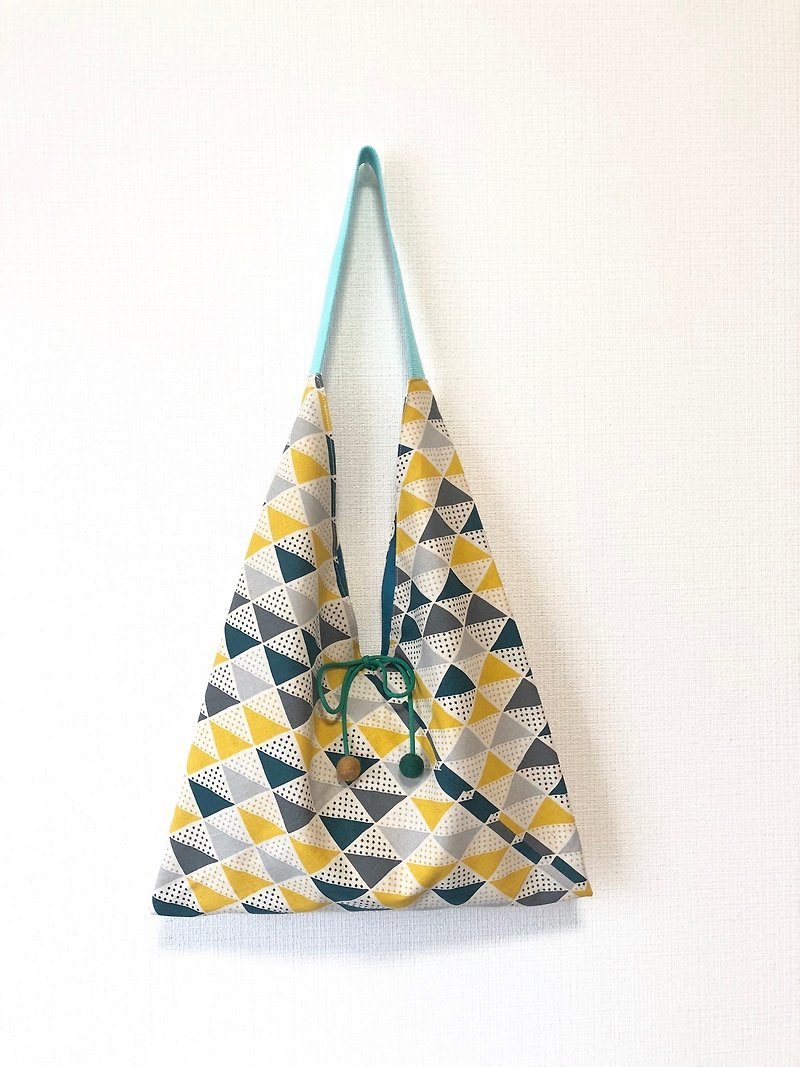 Japanese-style 侧-shaped side backpack / large size / triangular geometry - กระเป๋าแมสเซนเจอร์ - ผ้าฝ้าย/ผ้าลินิน สีส้ม