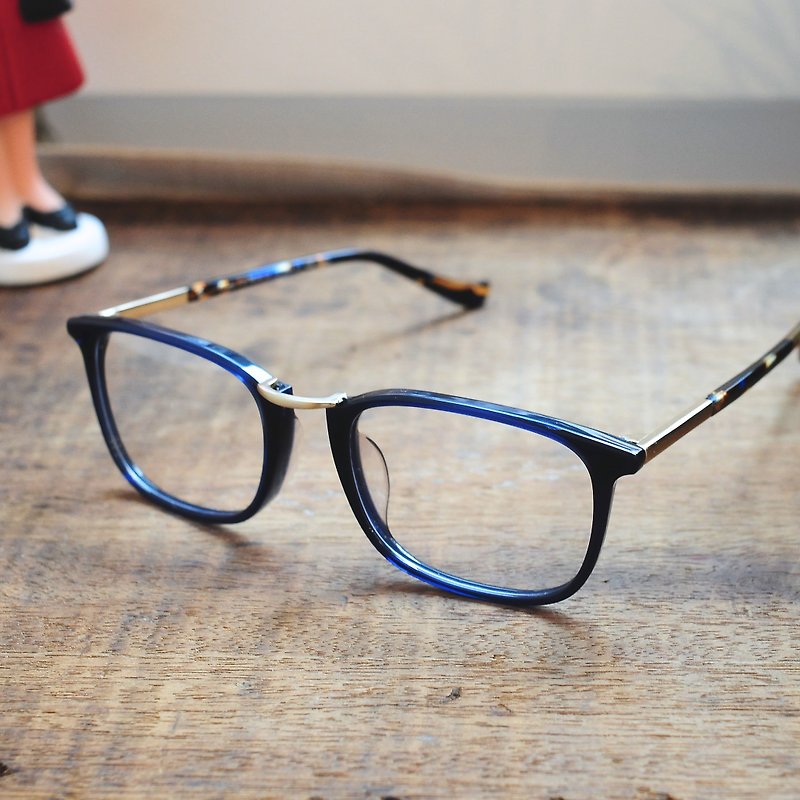 手工板材 復古幼方框眼鏡 - 眼鏡/眼鏡框 - 塑膠 藍色