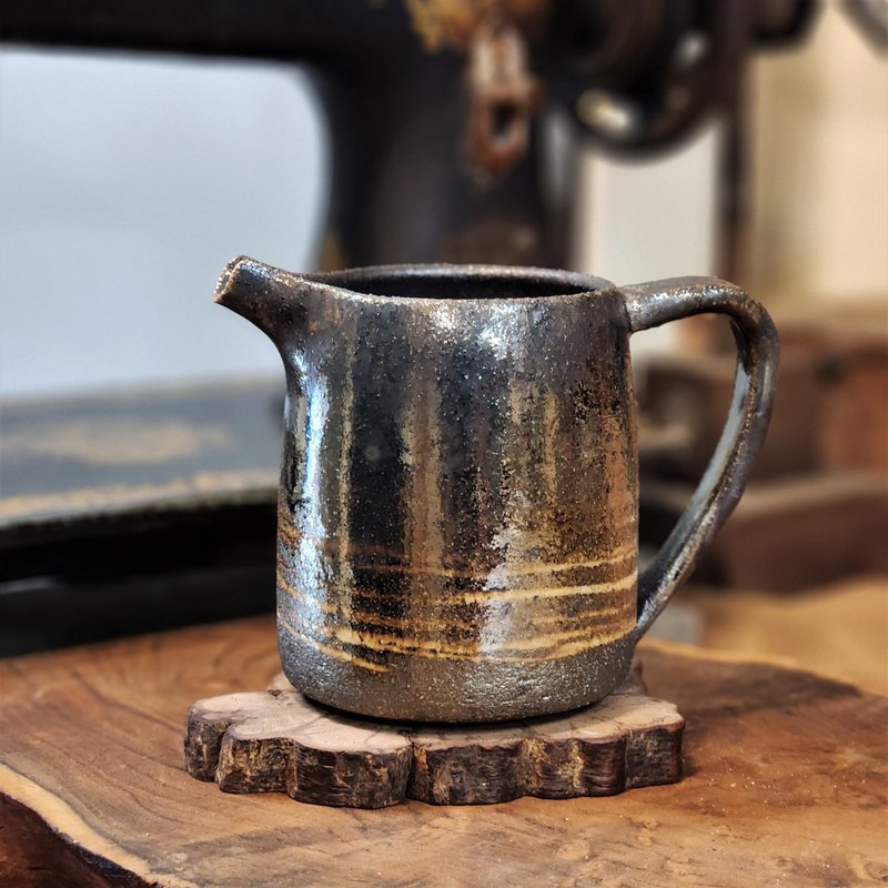 柴燒陶 / 奶壺 / 把手茶海 / 公道杯 / 勻杯 - 茶壺/茶杯/茶具 - 陶 黑色
