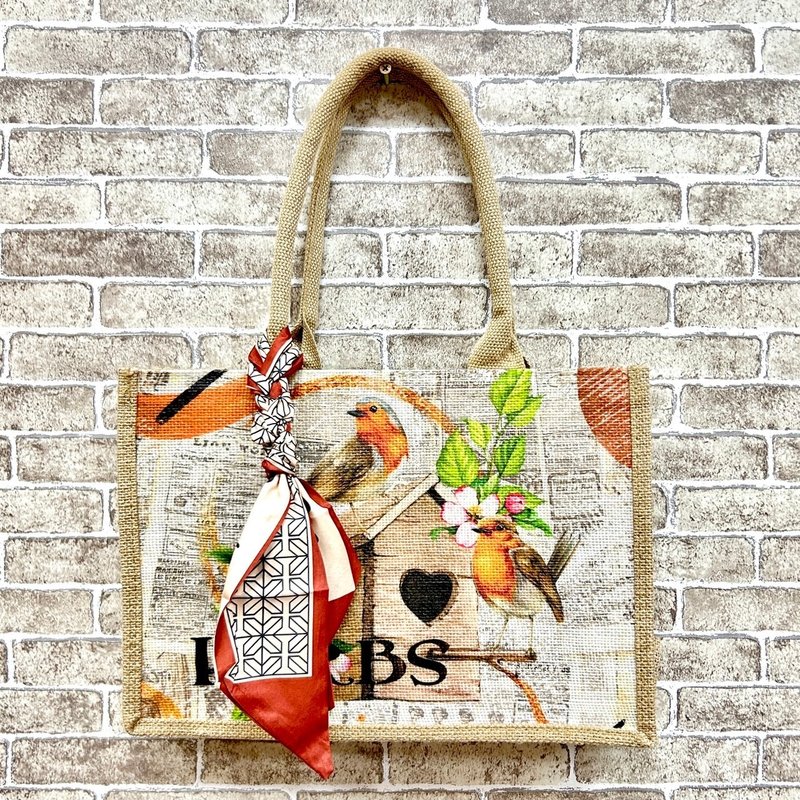 [Handmade] Birdsong – Small horizontal zipper – Cultural and creative style life bag - กระเป๋าถือ - ผ้าฝ้าย/ผ้าลินิน หลากหลายสี