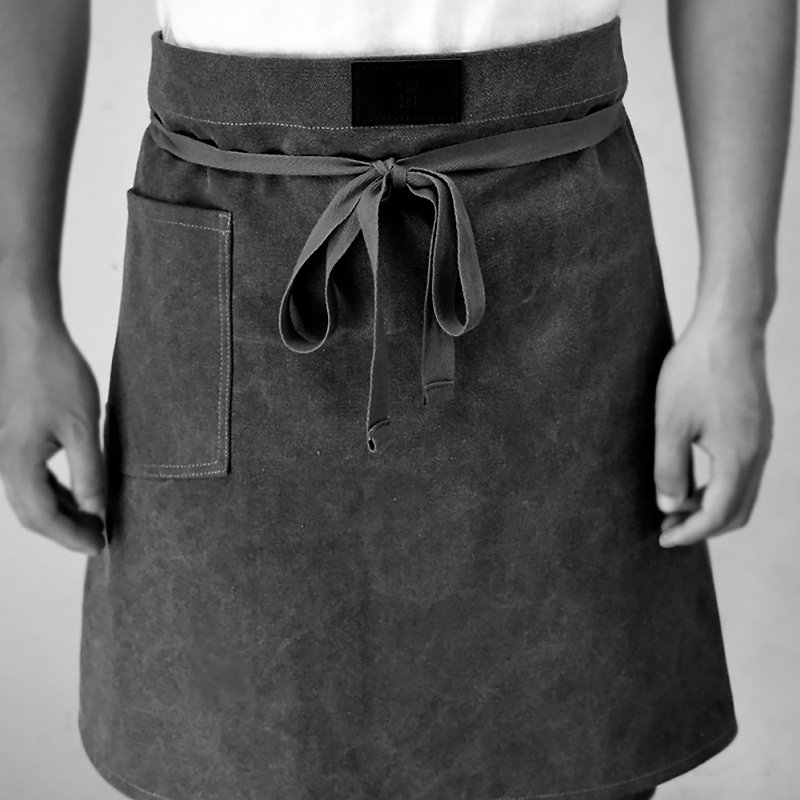 Half-length canvas apron with detachable belt iron gray workman's overalls - ผ้ากันเปื้อน - ผ้าฝ้าย/ผ้าลินิน สีเทา