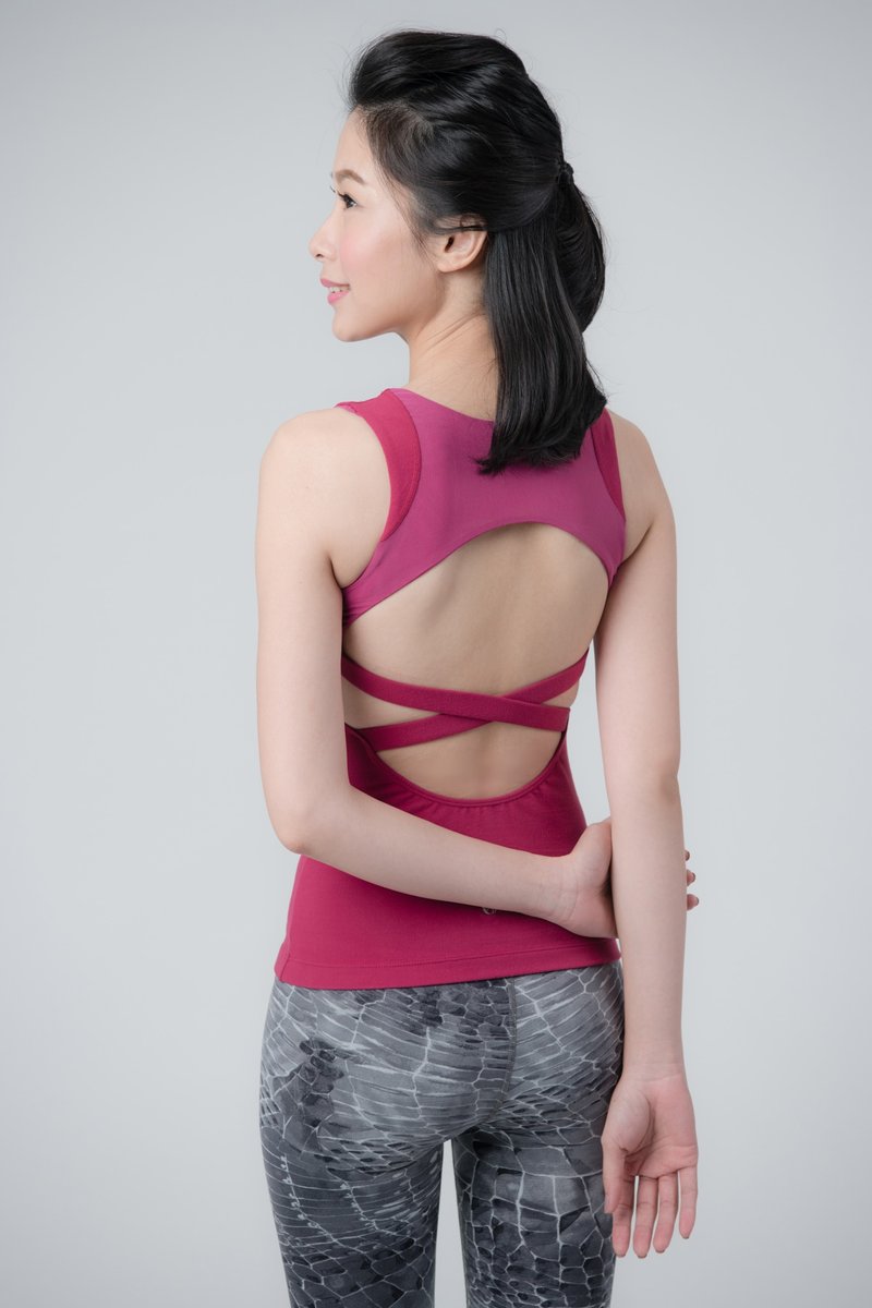 【Off-season sale】Mia Tank - Purplish Red - ชุดโยคะ - เส้นใยสังเคราะห์ 