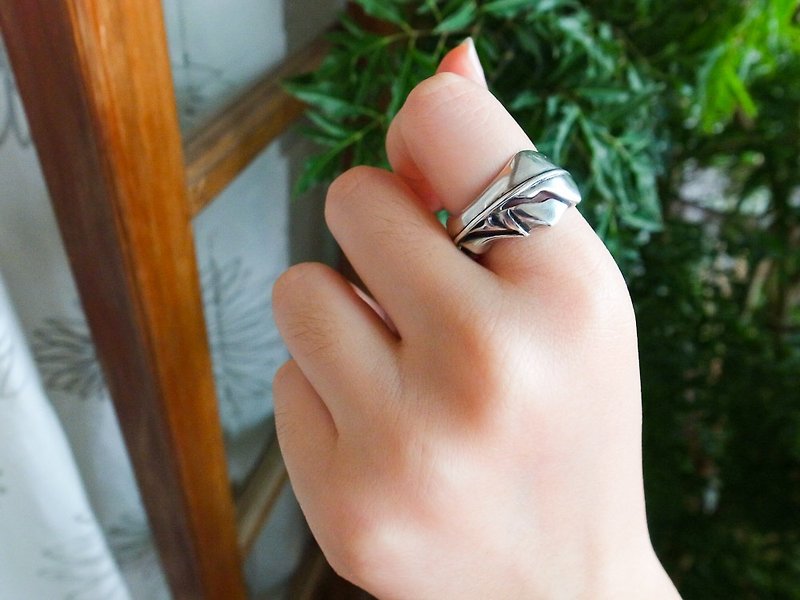 Simple silver feather opening ring 925 sterling silver - General Rings - Other Metals Silver