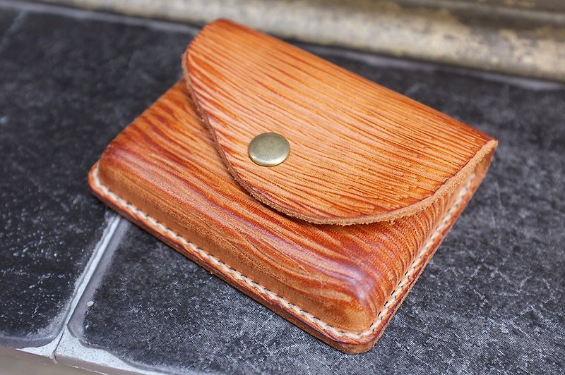 Wood grain series/ old business card case-vegetable tanned cow leather- - Card Holders & Cases - Genuine Leather Brown