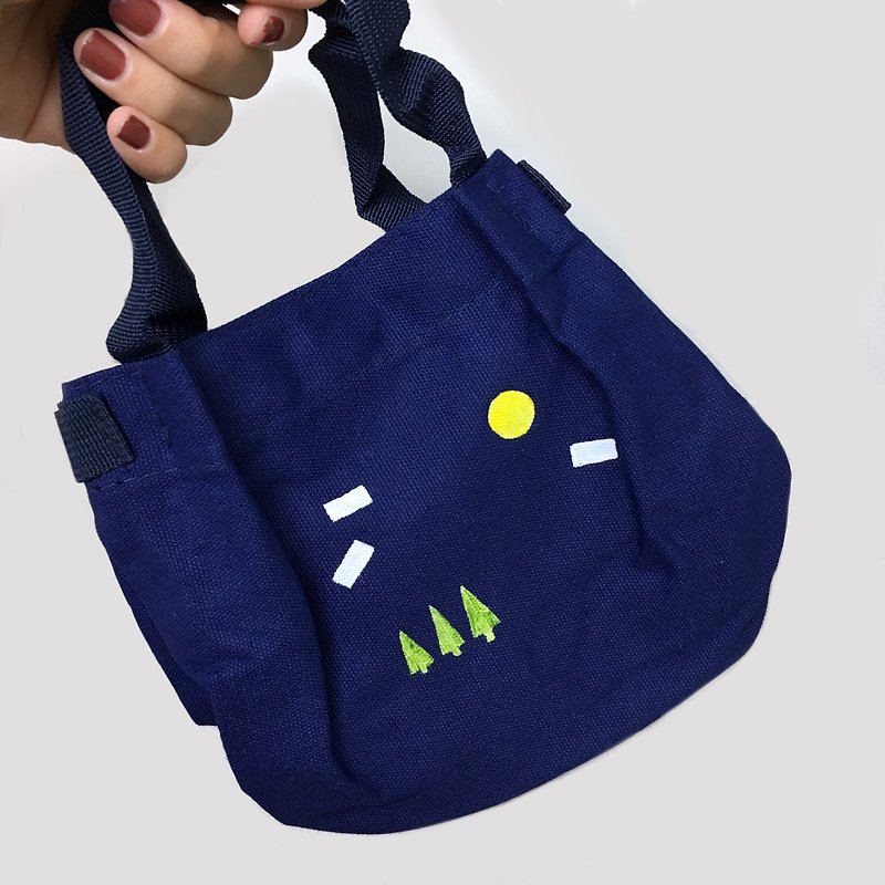 Moonlight / Mini Canvas Bag - กระเป๋าแมสเซนเจอร์ - ผ้าฝ้าย/ผ้าลินิน สีน้ำเงิน