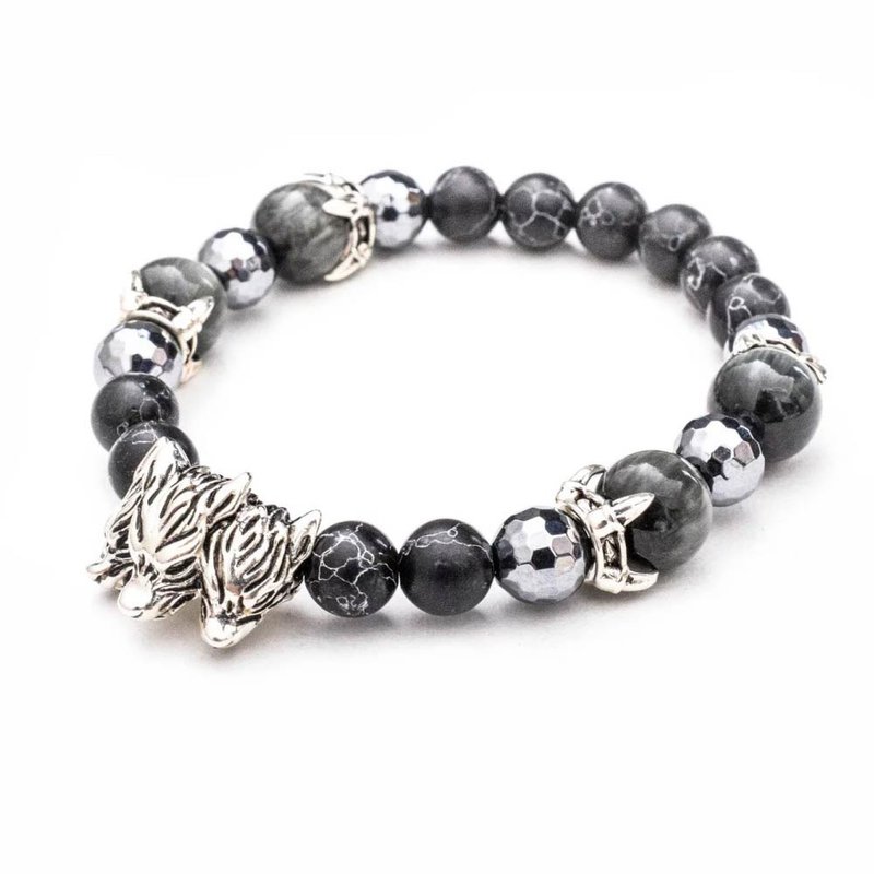 [Night dog. Nabelius] (Noble Silver) Handmade Beaded Design Crystal Hell Dog Bracelet Bracelet - Bracelets - Sterling Silver Silver