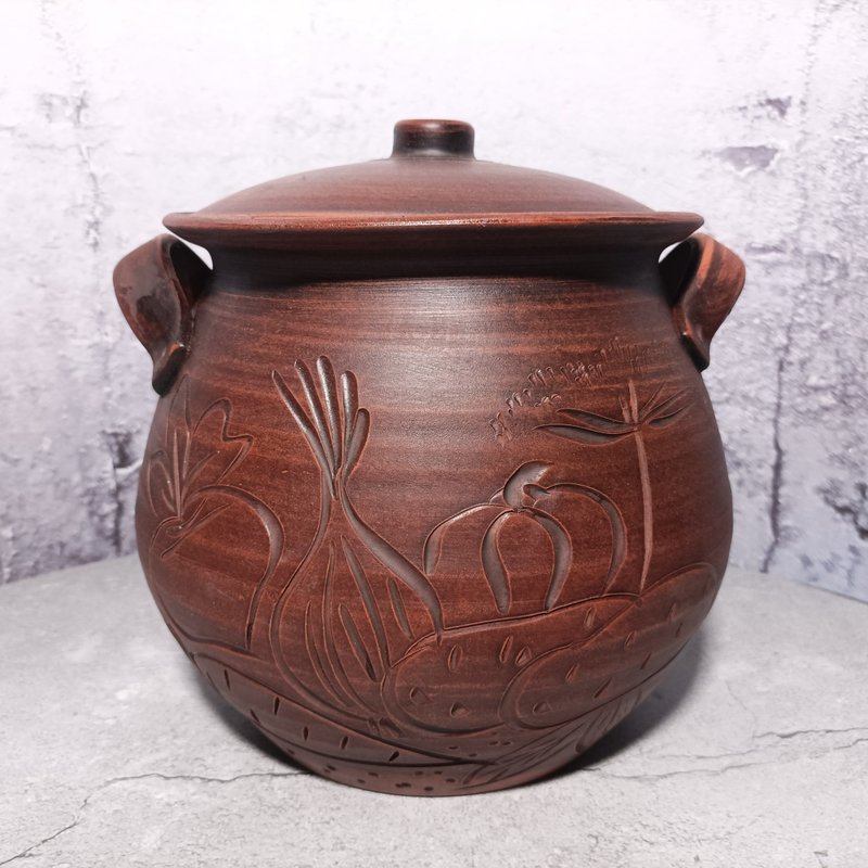 Pottery large casserole 5500 ml Handmade red clay Cooking Pot - Pots & Pans - Clay 