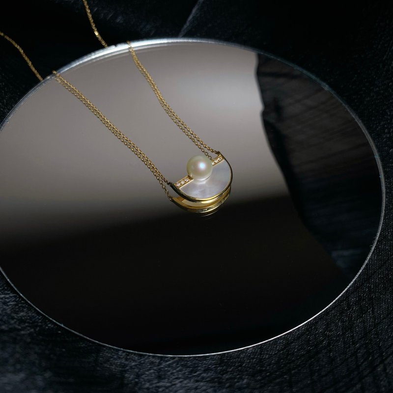 18K金珍珠項鏈 The Pearl Catcher Diamond Necklace - 項鍊 - 貴金屬 