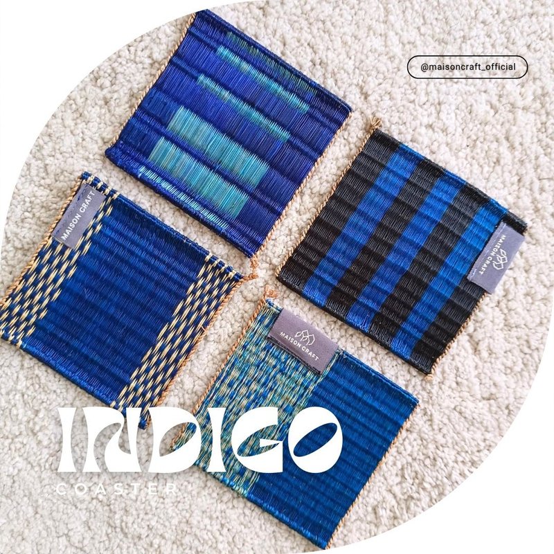 Coaster set of 8 Navy blue Square 10x10 - 擺飾/家飾品 - 植物．花 藍色