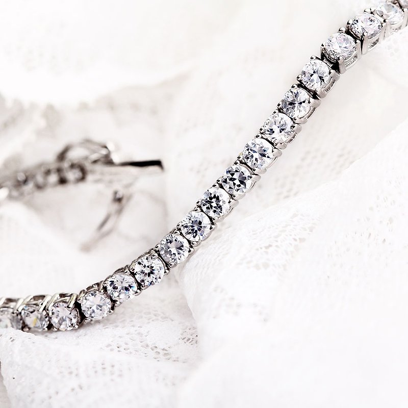 Full diamond luxury selection 925 sterling silver bracelet - สร้อยข้อมือ - เงินแท้ สีเงิน