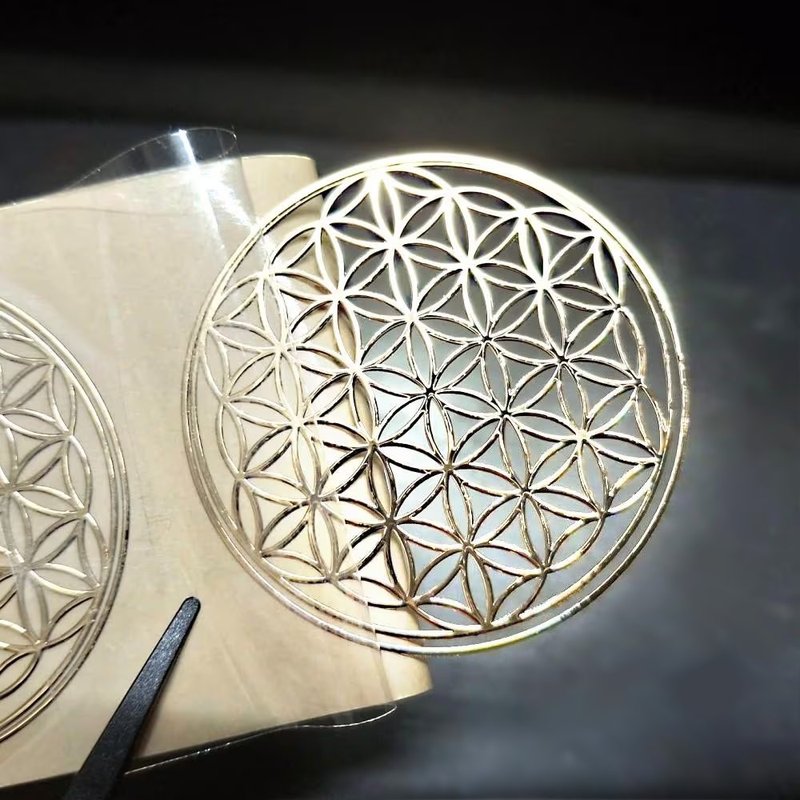 【4cm貼紙】生命之花神聖符號金屬貼紙 - 貼紙 - 其他金屬 金色